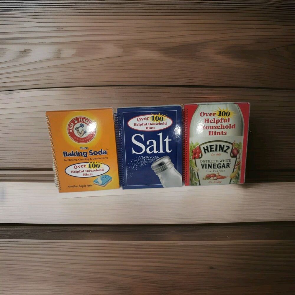Over 100 Helpful Household Hints Books Lot of 3 Baking Soda Vinegar Salt Spiral